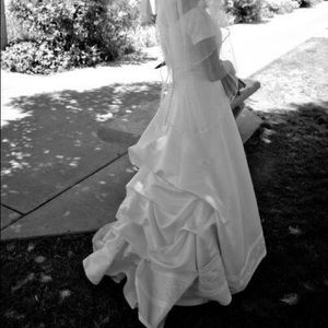 Beautiful white beaded flower wedding dress